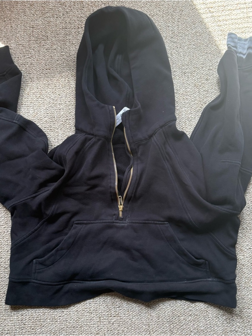 Lululemon Scuba Black Half-Zip Hoodie with Gold Zipper